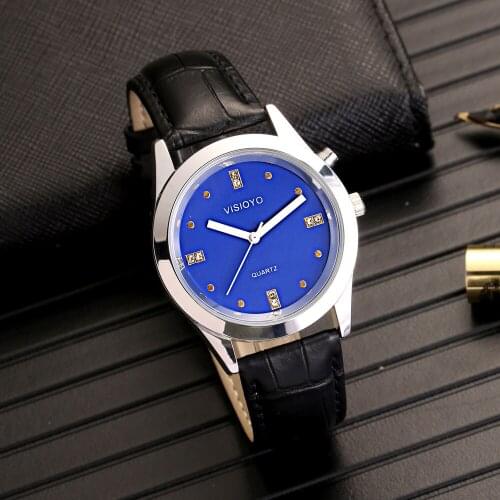French Talking Watch with Alarm, Talking Date and Time, Blue Dial TFSBL-21F