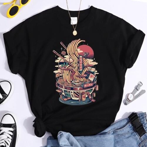 Extra Large Hot Pot Bowl Print Womens Tshirt Breathable Casual T Shirt Summer Vintage Top Comfortable Loose T Shirt For Women