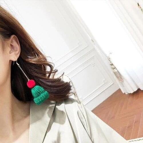 Cotton Hat Pendants Drop Earrings for Women Christmas Gifts Fur Ball Lovely Earings Fashion Jewelry Cute Ear Accessories