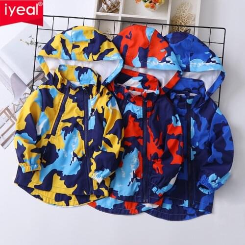 IYEAL Children Outerwear Hooded Jacket For Baby Boys Casual Camouflage Windproof Boys Coat Kids Clothes Jacket 2-7 Years