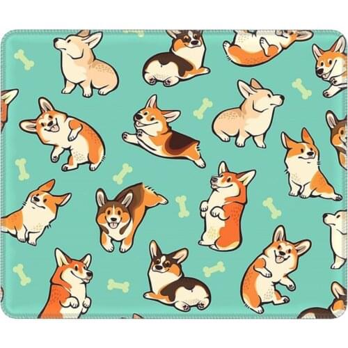 Jolly Corgis In Green Cool Mouse Pad Antislip MousePad Natural Rubber Computer Keyboard Desk Pad