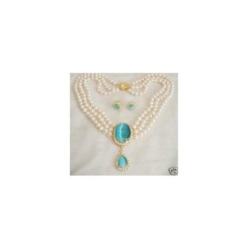 Natural Amazing white opal pearl necklace pendant earrings set word mujer for women 925 fine quality jewelry nature fresh