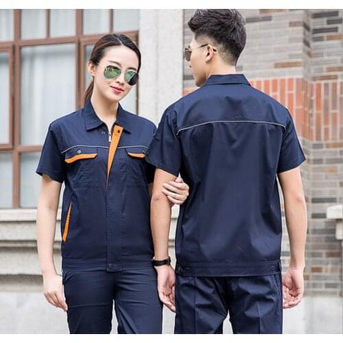 Work clothing set Summer Anti-static coverall suit men women breathable short-sleeve electronic factory clothes workshop uniform