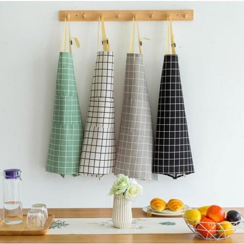 Kitchen Apron Hanging Design Wear-resistant Cotton Women Home Apron for Kitchen Household Cleaning Tools Aprons