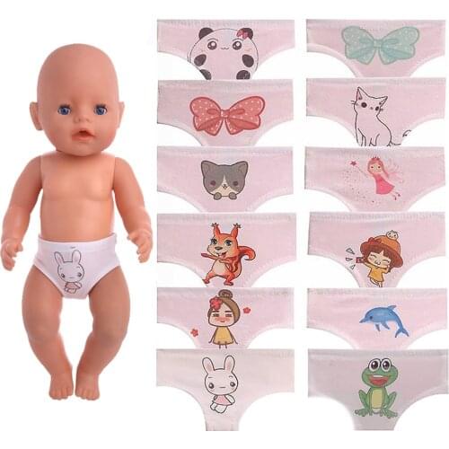 Doll Clothes Underwear Panties Cartoon Pattern Fit 18 Inch American Doll&43cm Born Baby Doll,Our Generation, Girl`s Toy Present