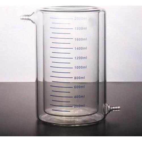 2000ml Laboratory Jacketed Borosilicate Glass Beaker Double Layer Beaker for Photocatalytic Experiment