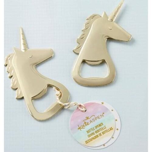Hot sell 100PCS/lot Gold Unicorn Bottle Opener Wedding Gifts Party Favors Birthday Event Giveaways Anniversary Supplies