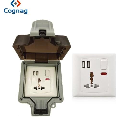 Best IP66 Waterproof Socket Box Wall Power Socket Multifunctional Outdoor Weatherproof Socket with USB Charger
