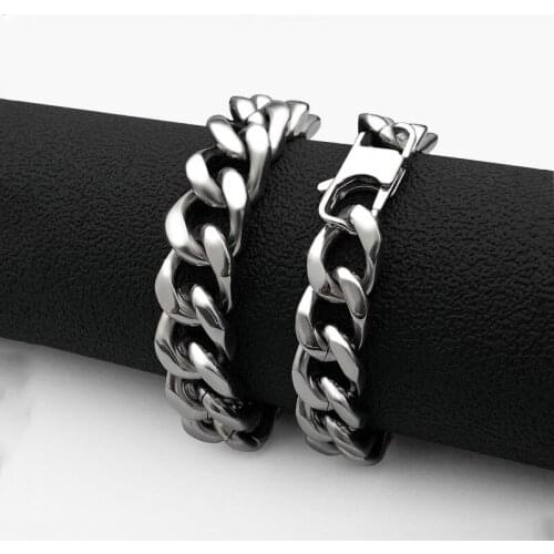 Fashion men and women hip hop trend mens bracelet titanium steel long buckle six-sided grinding chain bracelet jewelry hot sale