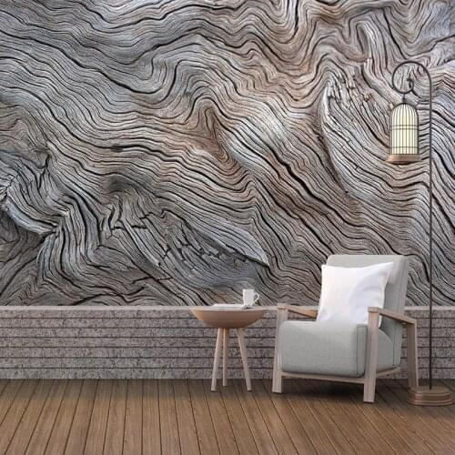 Custom Mural Wallpaper For Walls 3D Creative Retro Wood Grain Art Wall Painting Living Room Bedroom Restaurant Dining Room Decor