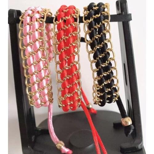 New Collection Hand-Woven Fashion Stainless Steel Nylon Woven Mesh Drawstring Bracelet For Ladies Valentines Day Gifts