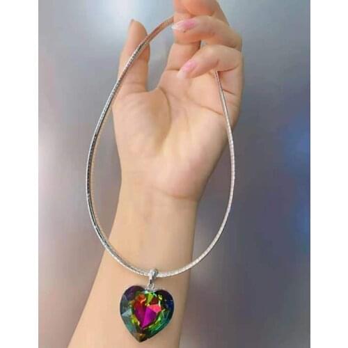 New Sea heart pendant decorated with sparkling crystal necklace lady Romantic high-grade Jewelry Birthday gift