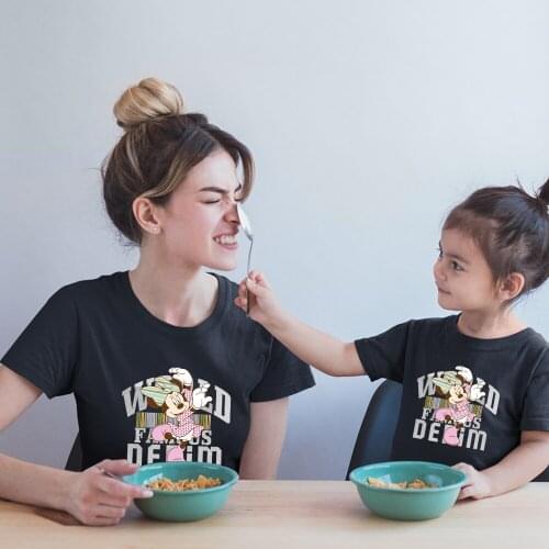 Baby Girl Boy Family Clothes Disney Summer New Products Short Sleeve Dropship Minnie Mouse Kawaii Cartoon Printing Harajuku Cute