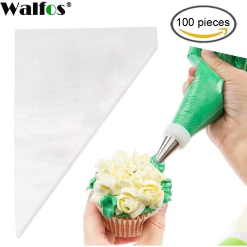 WALFOS 100 Pcs/Set Disposable Pastry Bags Cake Decoration Kitchen Icing Food Preparation Bag Cup Cake Piping Kitchen Baking Tool