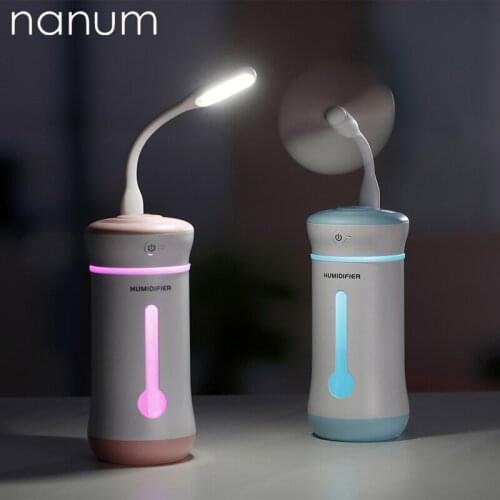 Car air freshener X2 Cup Humidifier 3 in 1 Ultrasonic Air Purifier USB Fan Portable With LED Light Office Home Mist Maker