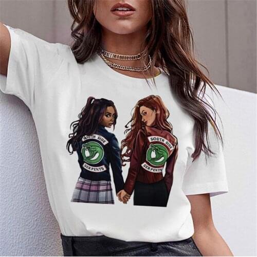 Riverdale Clothing Russia Luxury Brand Shirt Woman Cheerleaders Streetwar T-Shirt Short Sleeve Summer Top White O-Neck 90s Trend