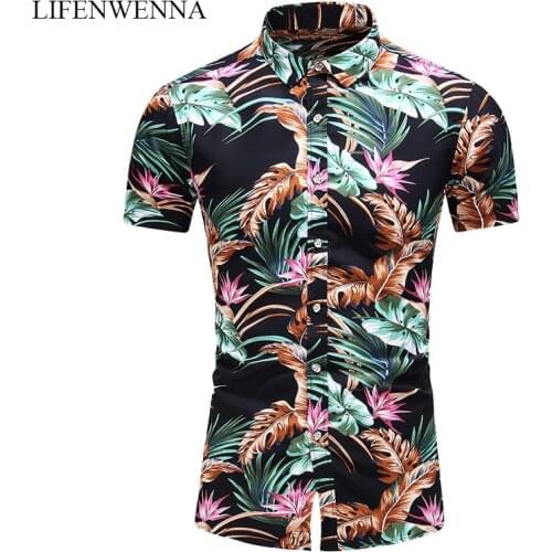 New Fashion Mens Shirts Summer Casual Flower Printed Short Sleeves Shirt Hot Button Down Hawaiian Shirt Men Plus Size 6XL 7XL