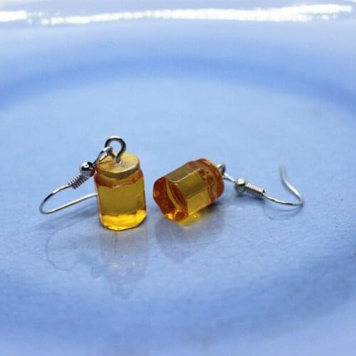 1 pair 13*10mm Fashion Creative Honey Jar Hypoallergenic Resin Earrings Womens Personality DIY Accessories Birthday Gifts