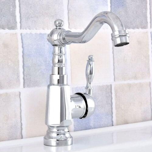 Single Handle Bathroom Hot/Cold Water Mixer Taps Basin Faucet Bathroom Kitchen Deck Mounted Chrome Basin Faucet Nsf644