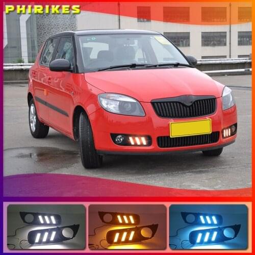 LED Daytime Running Light With Fog Lamp Cover For Skoda Superb 2008-2011,Super Brightness Waterproof ABS Car DRL 12V