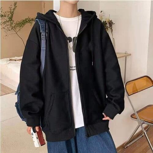 Hooded Coats Casual Zipper Sweatshirts Women Men Zip Up Hoodie Warm Fleece Black Grey Tracksuit Drawstring Pocket Colthing Cheap
