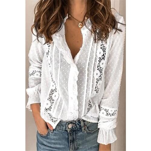 Spring Long-Sleeved Bottoming White Vneck Shirt Casual Solid Color Elegant Off Shoulder Ruffles Neck Blouse Summer Casual TShirt