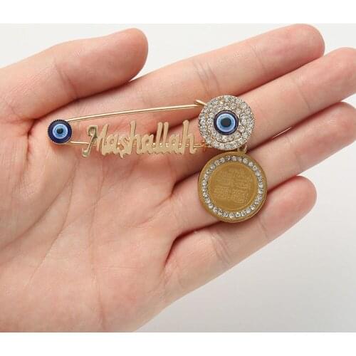 Quran Verses Four Qul Suras Mashallah Crystal Brooch Muslim Islam Baby Brooch Pin Amulet Jewelry Accessories
