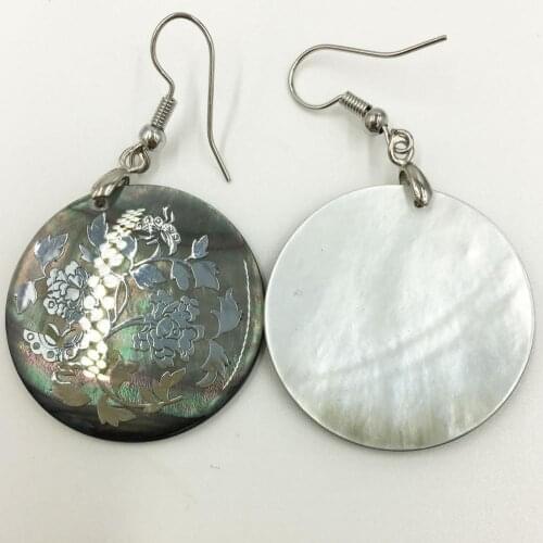 Free Shipping Women Fashion Jewelry Mother of pearl Shell Flower beads Earring 1Pair C8364