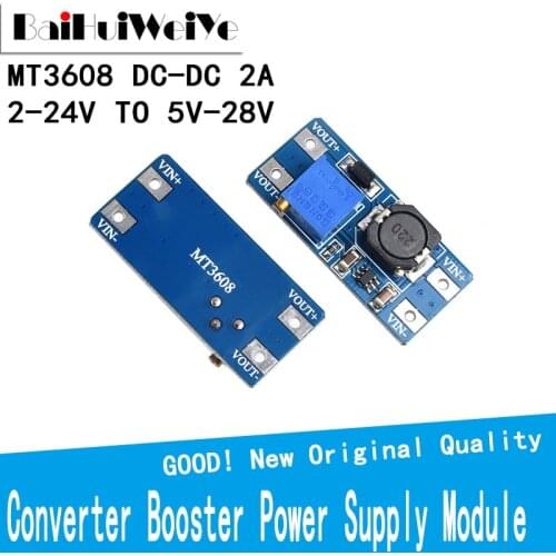 10PCS MT3608 DC-DC Step Up Converter Booster Power Supply Module Boost Step-up Board MAX output 28V 2A For Arduino