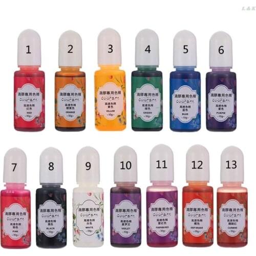13 Colors Epoxy UV Resin Coloring Dye Liquid Epoxy Pigment Resin Colorant Fading Resistance10ml Translucent
