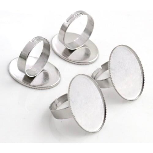18x25mm 13x18mm 10pcs/Lot No Fade Stainless Steel Adjustable Ring Settings Blank/Base,Fit 18*25/13*18mm Glass Cabochons