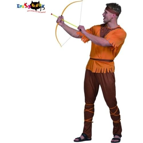 2017 Robin Hood Outlaw Archer Swordsman Costumes Male Cosplay Adult Superhero Top Pants Headpiece Suit Mens Halloween Costumes
