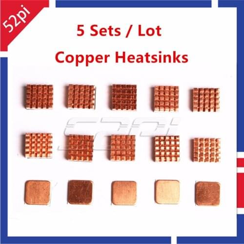 5 Sets/Lot! 3Pcs of 1 Set: Pure Copper Heatsinks Cooling Heat Sink Kit for Raspberry Pi 3 Model B