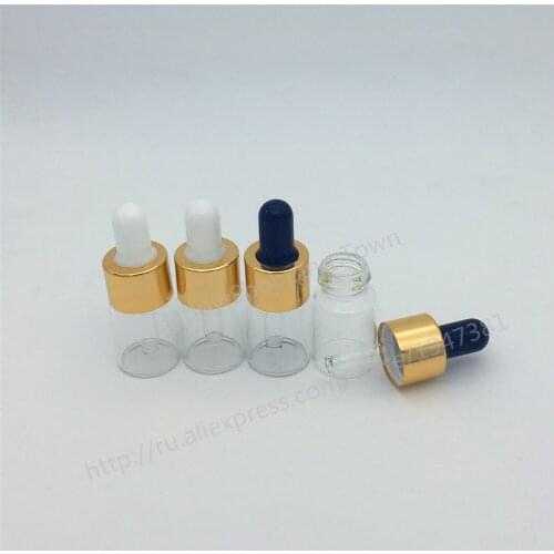 50PCS 2ML Clear Glass Reagent Eye Dropper Drop Aromatherapy Liquid Pipette Bottle