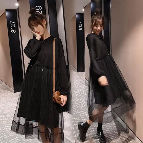 5621# Maternity Clothes Spring Autumn Cotton Long Sleeve Loose Gauze Patchwork Dress for Pregnant Women Mom Dress