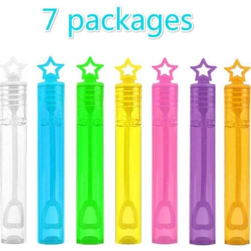 7pcs Seven-color Five-pointed Star Bubble Stick Empty Bottle Park Toy Birthday Party Bubble Blowing Machine Children Outdoor Toy