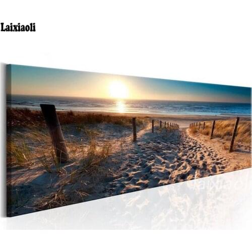 Large Diy Diamond painting Seascape Beach sunset Diamond Embroidery sea sale rhinestones pictures mosaic pattern Home decoration