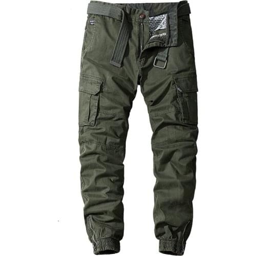 Men Casual Cotton Cargo Pants Elastic Outdoor Hiking Trekking Tactical Sweatpants Male Military Multi-Pocket Combat Trousers