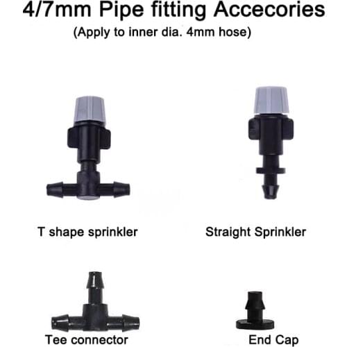 HEMAN 10pcs Adjustable Garden Drip Irrigation Misting Nozzles Dripper Watering Sprayer Atomizing Sprinkler 4/7mm Tee Connector