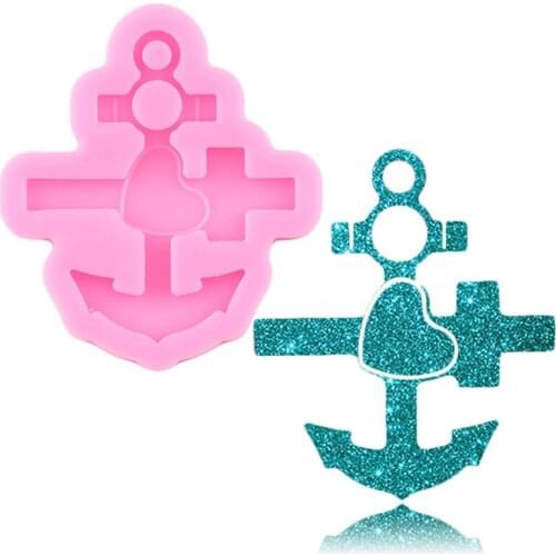 Glossy Cross Anchor Shape Silicone Mold Epoxy Resin Necklace Jewelry Making Keychain Molds DIY Handmade Charms Eardrop Moulds