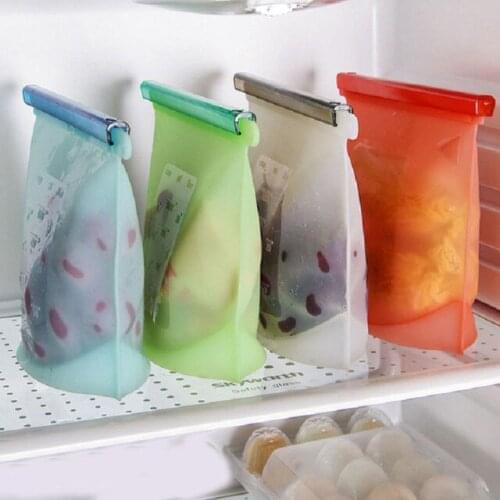 Reusable Silicone Vacuum Seal Food Fresh Bag Fruit Meat Milk Storage Container Refrigerator Bag Ziplock Kitchen Organizer