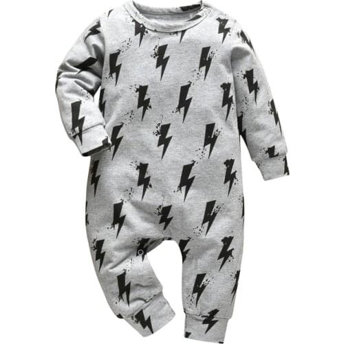Fashion Print Newborn Baby Boy Romper Toddler Onesie Long Sleeve Cotton Jumpsuit Playsuit Climbing Air-Conditioning Suit Onesie