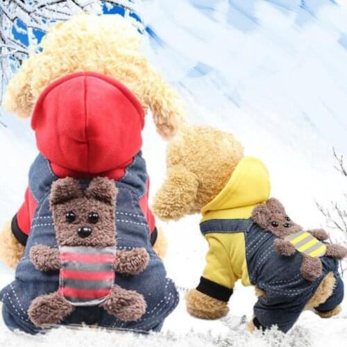 Pet Puppy Clothes Autumn Winter Warm Thick Double-Layer Cotton Dog Hoodies Cat Small Dog Clothing Casual Vest Pets Supplies