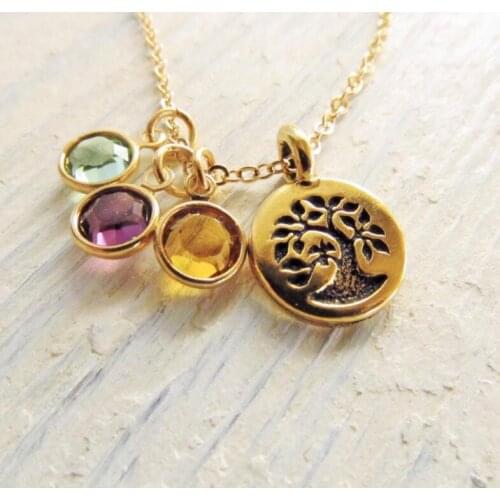 Personalize mothers day Mom Necklace Birthstone, Gold Family Tree Necklace, Birthstone Jewelry for Mom Gift, Grandma Necklace