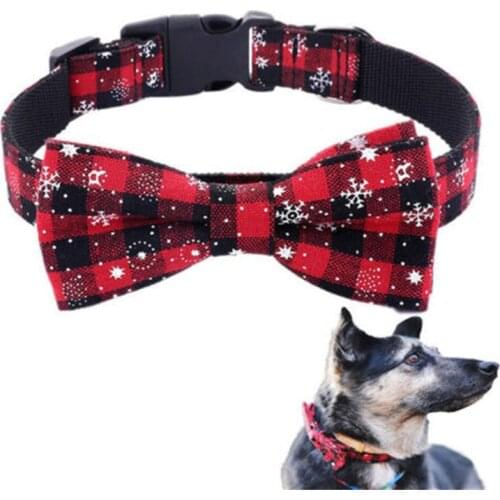Christmas Xmas Dog Collar Cat Puppy Bow Tie Necktie Collar Bowtie Pet Accessories Adjustable Bowknot Tie-Collar Pet Dog Necklace