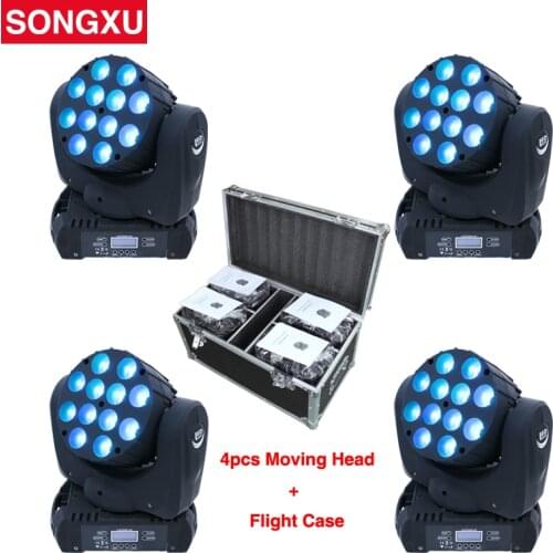 SONGXU 4 pcs light + flight case packaged led beam moving head light 12x10w equipment DMX DJ Lighting Stage Light/SX-MH1210A