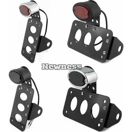 Motorcycle Side Mount LED Tail Light w/ License Number Plate Bracket For Harley Sportsters Bobber Chopper Rear Stop Light