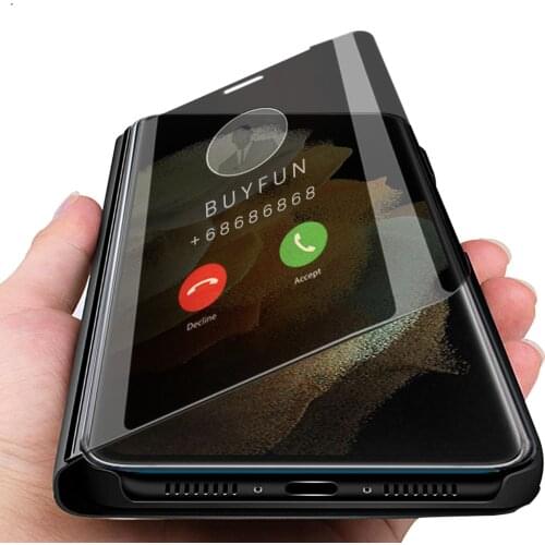 Smart mirror filp phone case for samsung galaxy s21 s 21 ultra plus + fe s21ultra stand book shell coque sansung s21 ultra cover