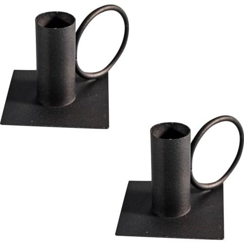 2pcs Iron European Style Candlestick Stand Candle Holder Vintage Retro Style Classic Look Taper Holder Matte Black For Wedding 1