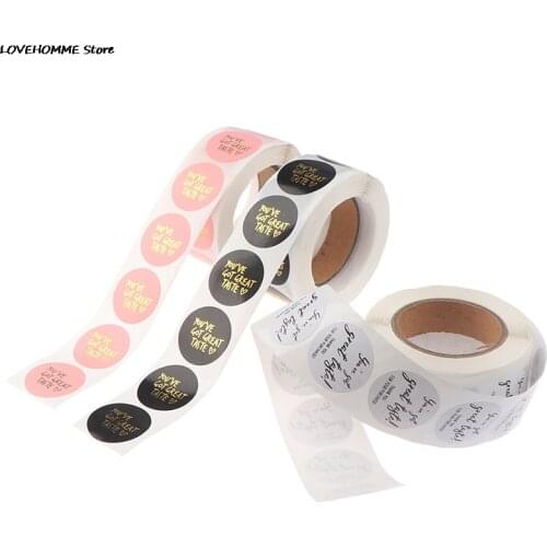 500pcs/Roll Label Stickers Cute Circle Paper Thank You Seal Labels For Your Order And Handmade Stationery Stickers